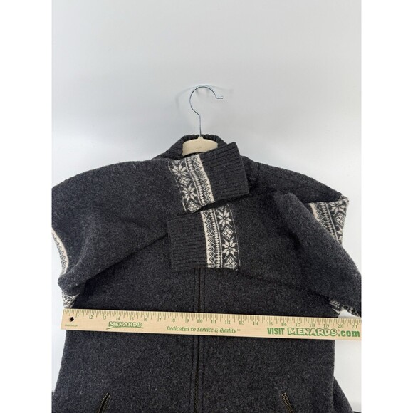 Nordic Design 100% Wool Zip Cardigan Abstract Sweater Women Size Large fair isle - Picture 6 of 11